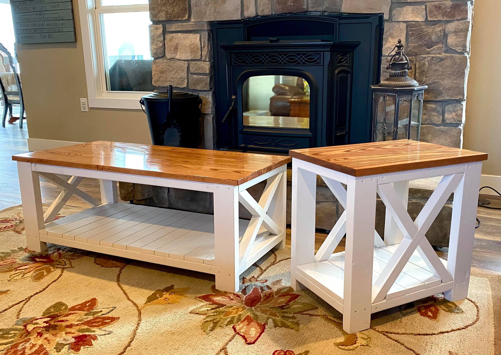 Custom coffee table and end table set.